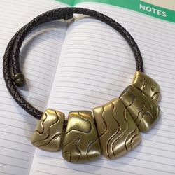 Chico’s Women’s Vintage Statement wrapped around Brown Leather Choker Necklace