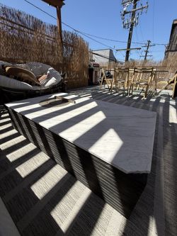 Teak Marble Propane Fire Pit Table