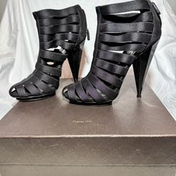 Gucci Black Elastic and Suede Isadora Gladiator Boots Size 7.5