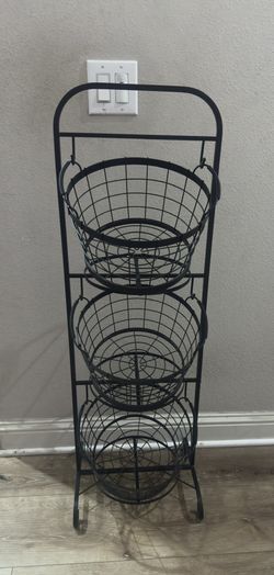 Three Tier Metal Basket Stand 💵 Soporte de Cesta de Metal de Tres Niveles
