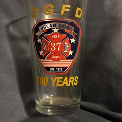 OGFD Ocean Gate Nj fire department #37 100 years commemorative beer glass established 1913 