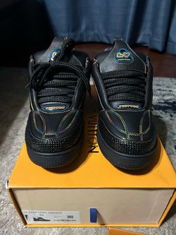 Louis Vuitton LV Skate Sneaker Black Grained Leather Rainbow
