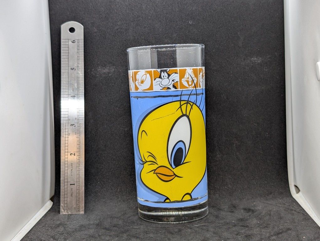 Vintage Tweety Bird Drinking Glass Looney Tunes 1999 Warner Brothers