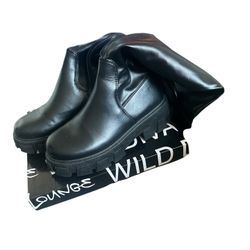 BLACK THIGH HIGH PLATFORM BOOTS SIZE 7