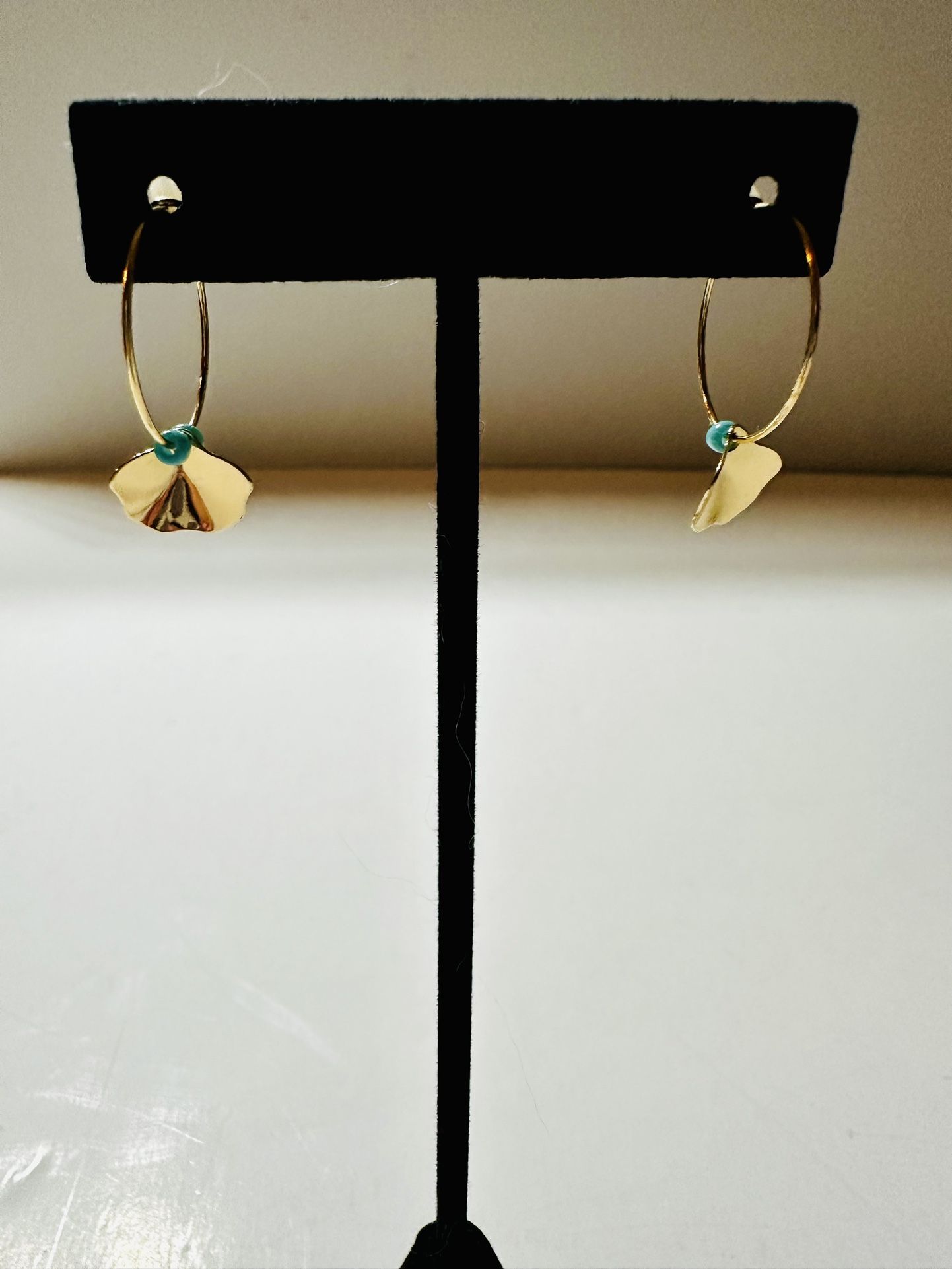 Natural Stone Chip Hoop Earrings Brand New