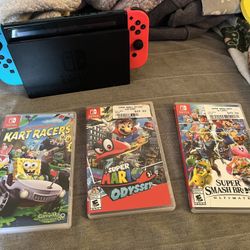 Nintendo Switch Bundle With Tv Dock And 3 Games
