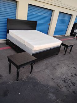 King size Ikea bed frame mattress set bedroom nightstands - delivery available