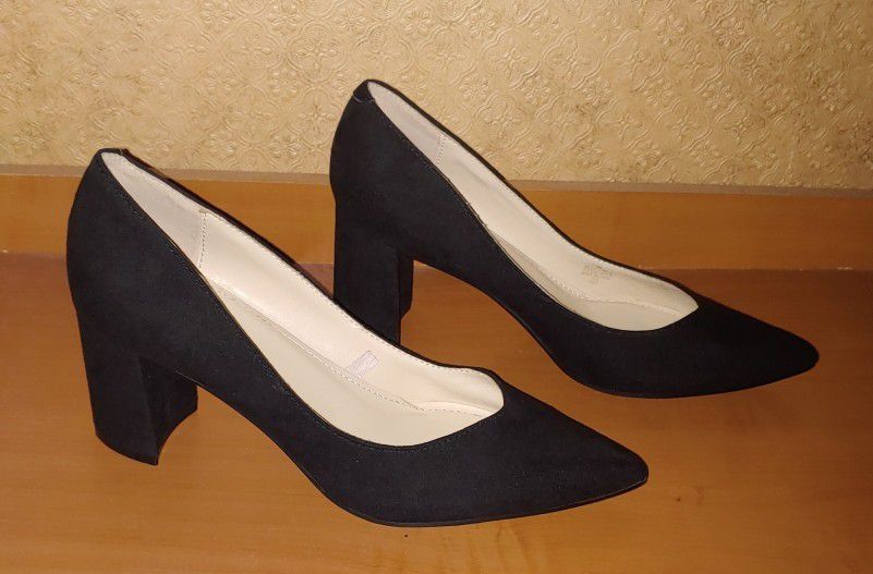 New Marc Fisher Caitlin Black Block Style Heel Pumps Size 8