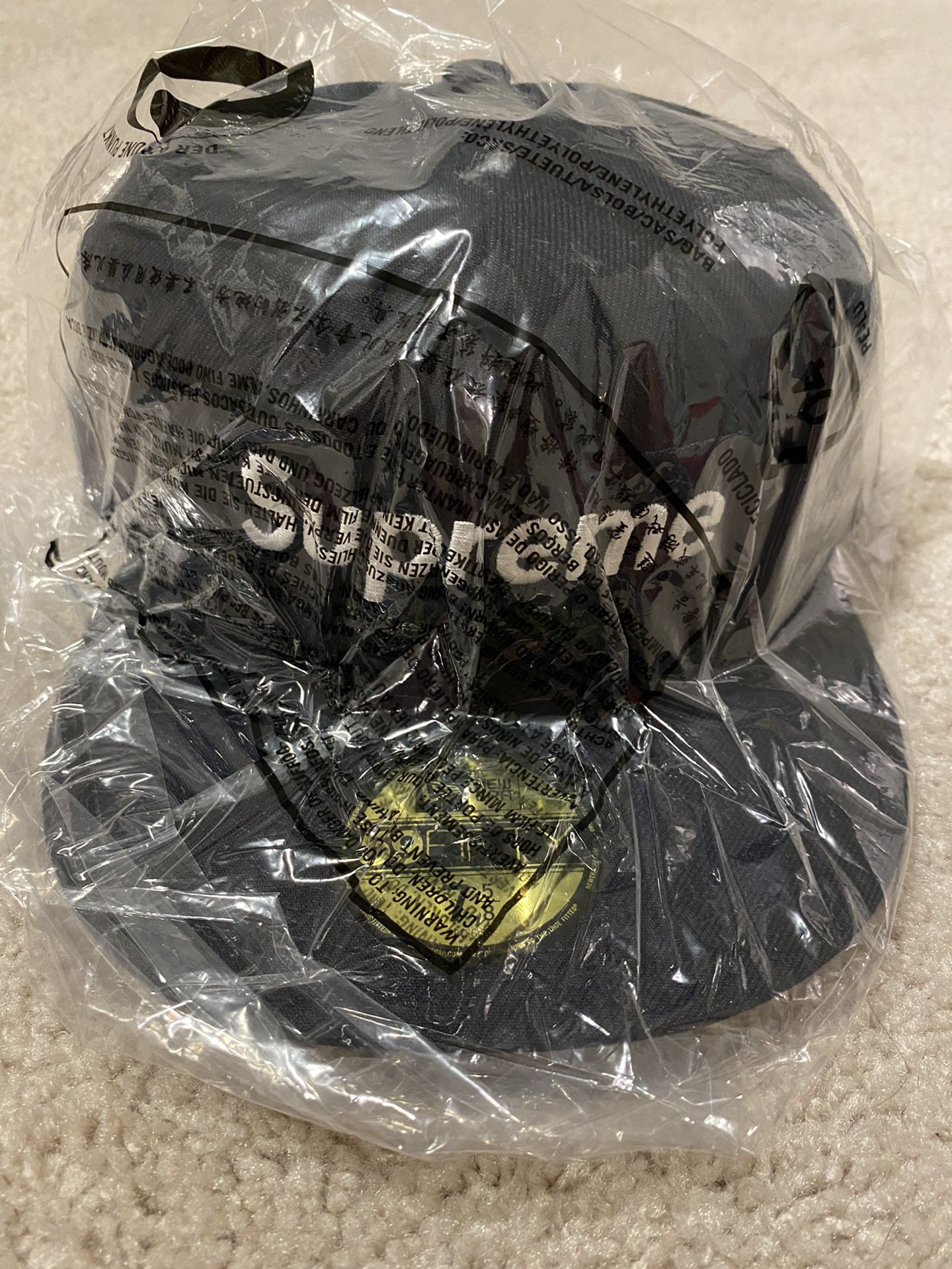 Brand New Supreme Box Logo Black Fitted Hat 7 5/8 Brand New