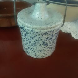 Vintage Splattered Cheese Crock Approximately 5.5" Tall