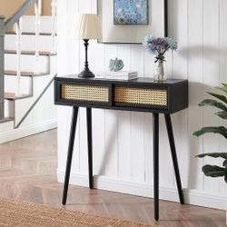 31" Rattan Console Table
