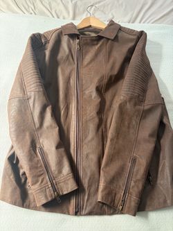 AntÃlope Argentina Genuine Leather Jacket Distressed Brown Ribbed Sleeve Bomber