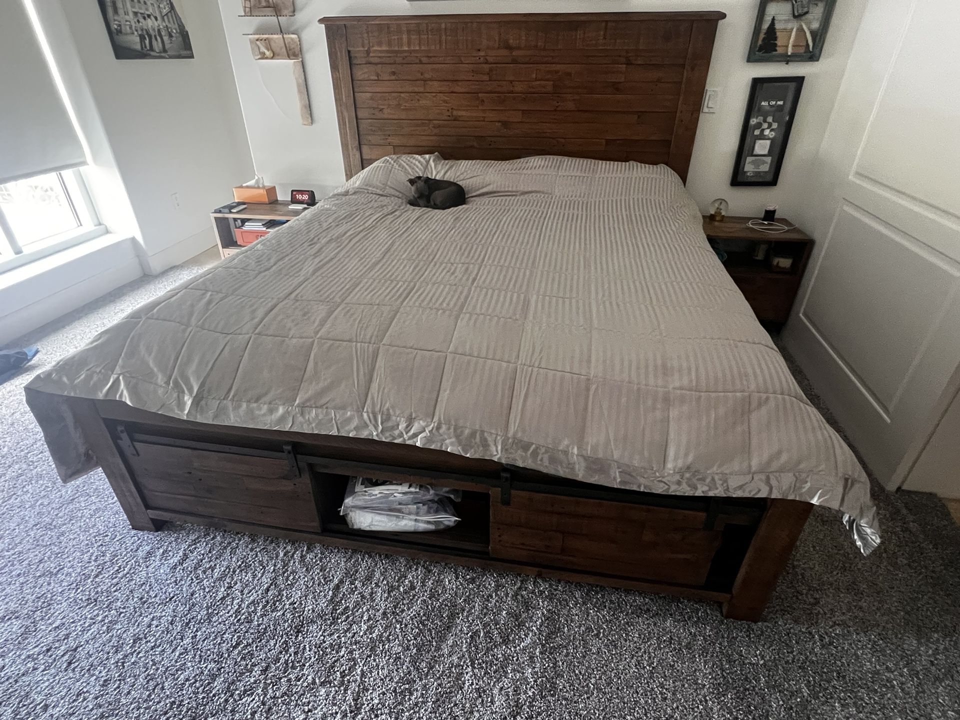 King Size Wooden Bed Frame With Storage 
