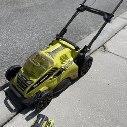 Ryobi Electric Lawn Mower With New Battery And Charger