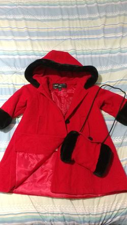 Girls 2T-3T wool peacoat with hand muff