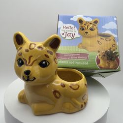 Ceramic Planter “Jay” The Jaguar Animal Planter Succulent Pot New In Box