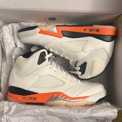 New Air Jordan Retro 5 Size 8.5 Orange Blaze Shoes Sneakers Men Deadstock 