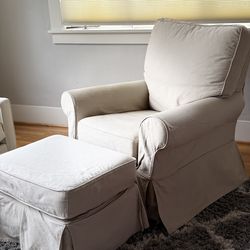Pottery Barn Kids Comfort Slipcovered Swivel Glider & Ottoman