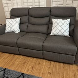 3 Piece Automatic Recliner Set Grey 