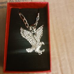 Silver Eagle Charm And Eagle!.dije Y Cadena Plata