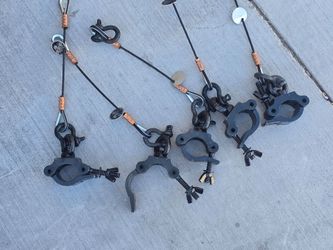 Lot of 5 ProBurger KCP-833 Heavy Duty Stage Rigging Clamps with Safety Slings