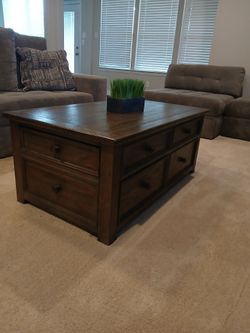 Dark Wood Coffee Table with Drawers
