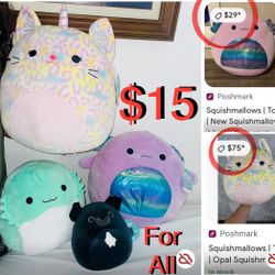 $15 For all 3 large and 1 smaller Squishymallow s Brand New with Tags