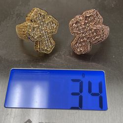 iced out simulated lab diamonds cross gold ring (9-12)🔥$40 each🔥