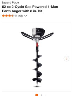 52 cc 2-Cycle Gas Powered 1-Man Earth Auger with 8 in. Bit
