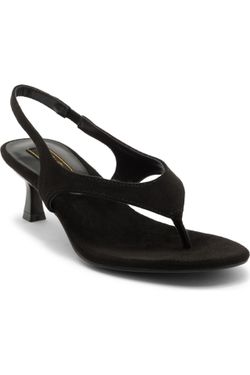 RACHEL Rachel Roy Black Suede Thong Slingback Kitten Heel Sandals NWT size 8