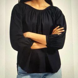 NWOT Everlane Ruched Air Blouse Size 2 Black