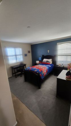 Twin Size Wood Bed Frame - Headboard, Footboard, Wood Sides and Slats