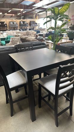 Black Counter Height Dining Table Set with 4 Chairs