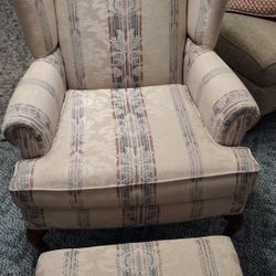 Wingback Chair W/Stool