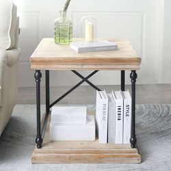 Rustic Wood Side End Table