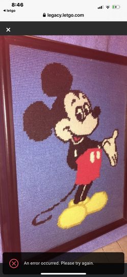 Cross Stitch of Mickey Mouse (40+ years old -  Handmade)