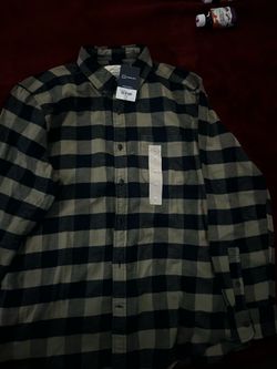 St. John's Bay black & green buffalo plaid button-up shirt