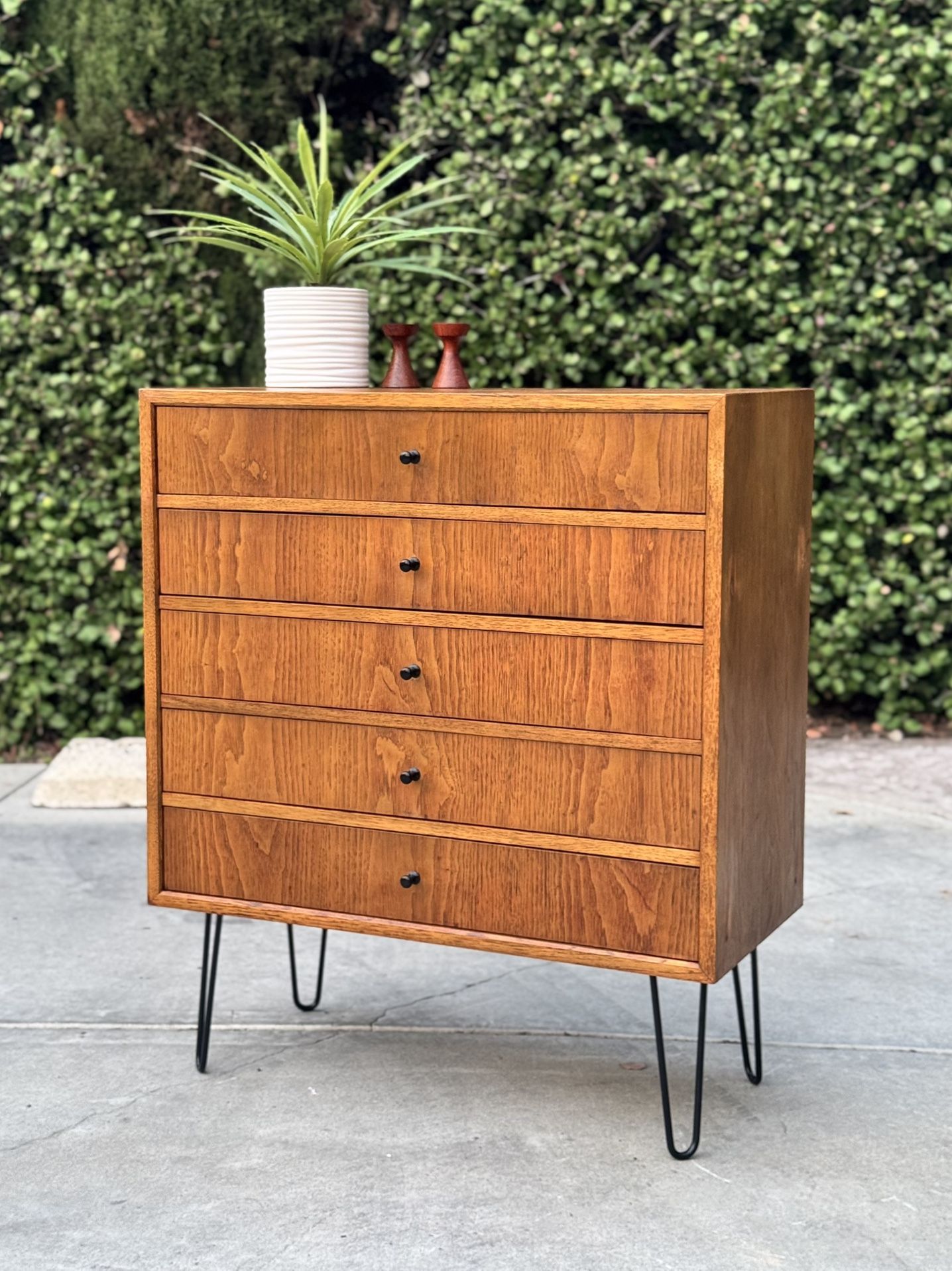 Mid Century Modern MCM 5 Drawer Dresser Chest of Drawers Storage