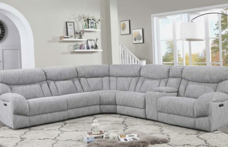 6 Pc Light Grey Modular Power Reclining Sectional