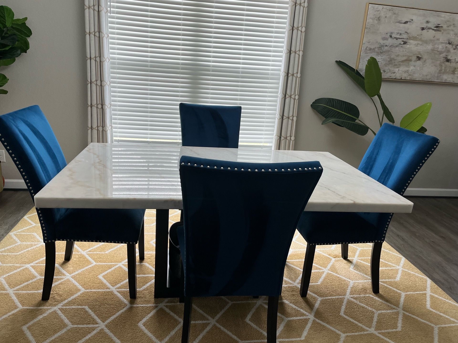 Marble dining set with storage