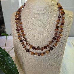 Gemstones Crystals Necklace,  Brown Black 