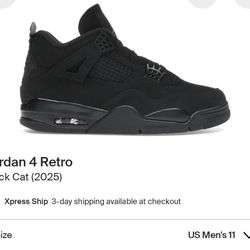 Air Jordan 4 Black Cat Size 11 DS