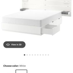 Queen IKEA NORDLI Bed Frame with Storage – White