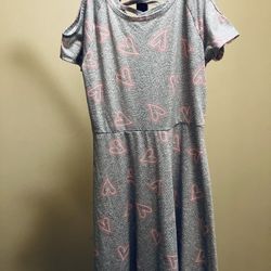 Kids Size 14 Open Shoulder Hearts Dress 