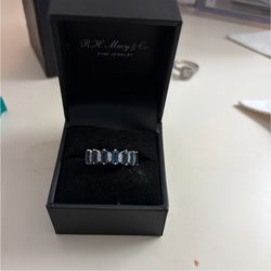 Effy 14k white gold & London blue topaz and diamond ring in box