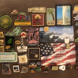 Over 40 Vintage Magnets and Pins As Is