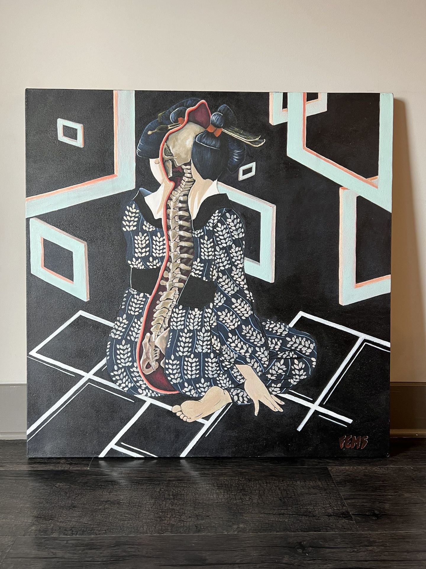 36x36 In Abstract Lady Painting 