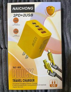 Portable Fast Charger, Type C/USB A Dual Ports Adapter,4 in 1 Fast Charging Cable & Data Sync, C Chargers Fast Charging 10 Foot, Fast Phone Charger, M