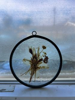 Antique Pressed Flower Glass