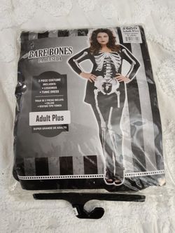 Womens Bare Bones Adult Skeleton Plus Size Halloween Costume 